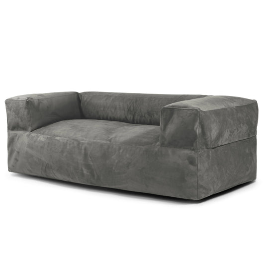 Canapé Pouf Design en Suede Gris Anthracite