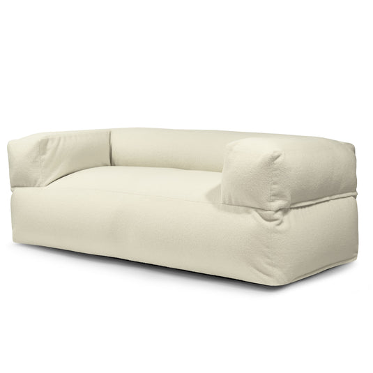 Canapé Pouf en Bouclette Blanc Cassé