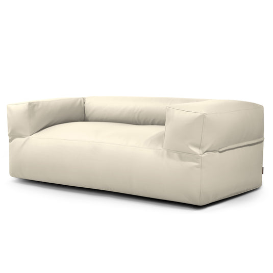 Canapé Pouf en Cuir Beige Crème