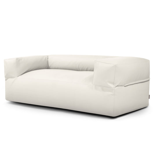 Canapé Pouf en Cuir Blanc Neige