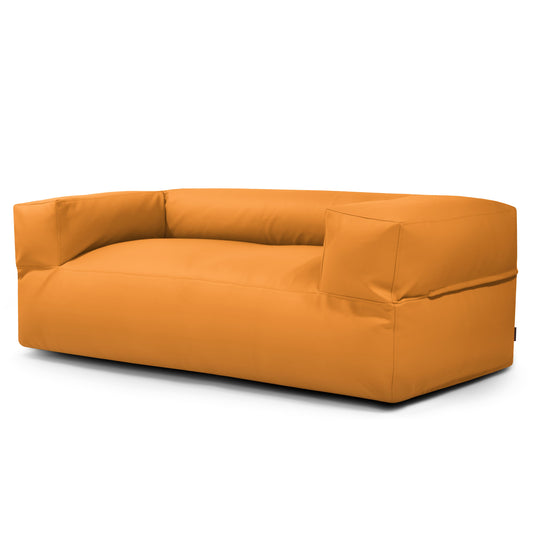 Canapé Pouf en Cuir Jaune Moutarde