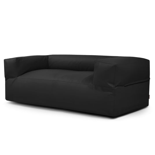 Canapé Pouf en Cuir Noir Profond