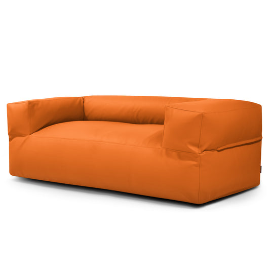 Canapé Pouf en Cuir Orange Mandarine