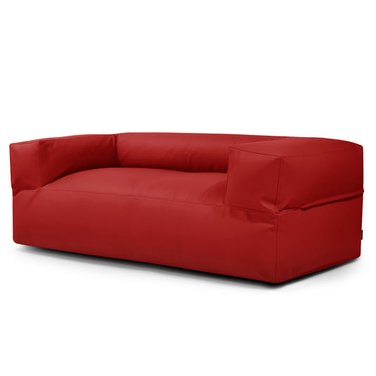 Canapé Pouf en Cuir Rouge Garance