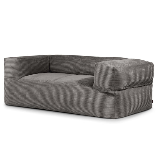 Canapé Pouf en Velours Côtelé Gris Anthracite