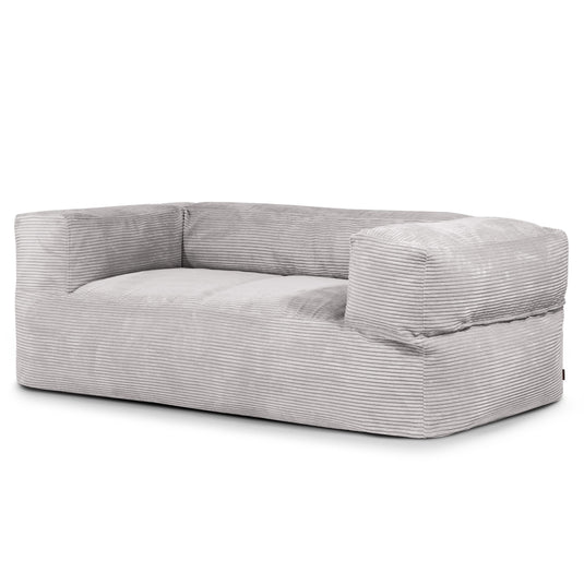 Canapé Pouf en Velours Côtelé Gris Perle