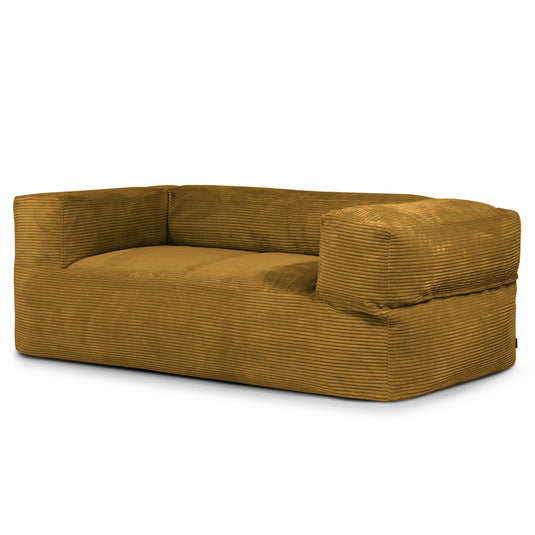 Canapé Pouf en Velours Côtelé Jaune Ocre