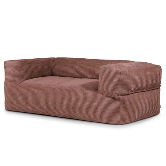 Canapé Pouf en Velours Côtelé Rose Taupe