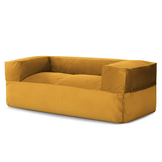 Canapé Pouf en Velours Jaune Moutarde