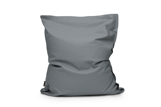 Coussin Pouf Cuir Gris Acier