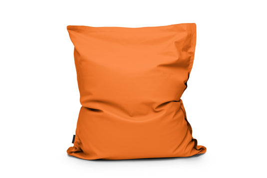 Coussin Pouf Cuir Orange Mandarine