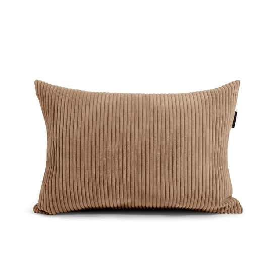 Coussin Pouf en Velours Cotelé Marron Noisette Beaumont Concept
