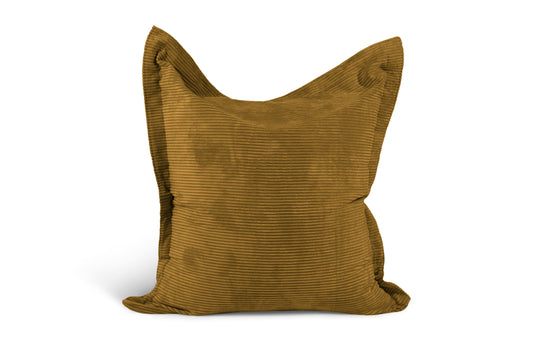 Coussin Pouf Velours Côtelé Jaune Ocre