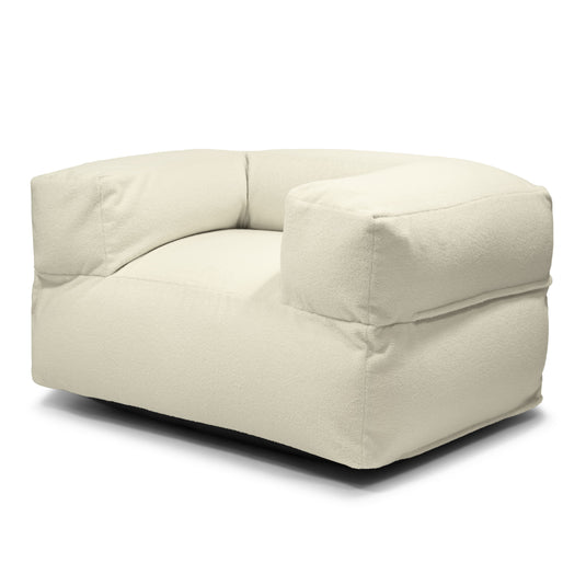 Fauteuil Pouf en Bouclette Blanc Cassé