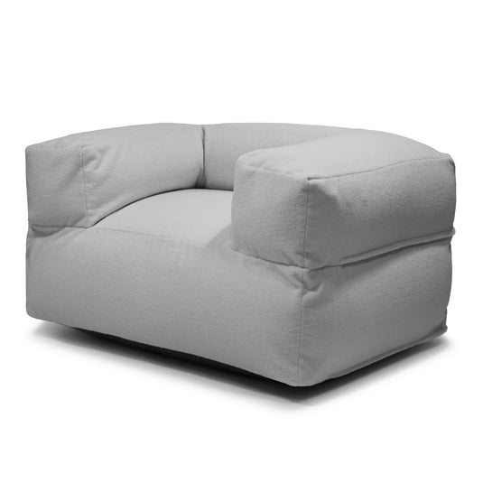 Fauteuil Pouf en Bouclette Gris Acier