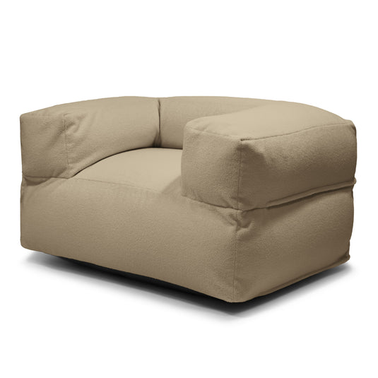Fauteuil Pouf en Bouclette Marron Noisette