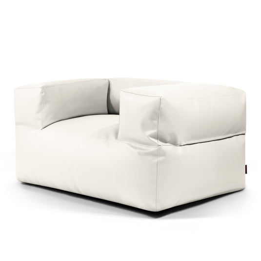 Fauteuil Pouf en Cuir Blanc Neige