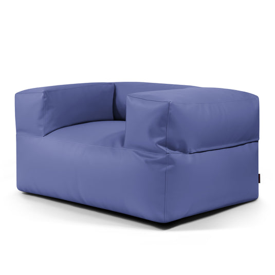 Fauteuil Pouf en Cuir Bleu de France