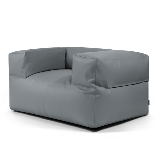Fauteuil Pouf en Cuir Gris Acier