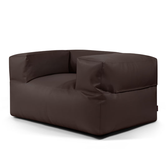 Fauteuil Pouf en Cuir Marron Chocolat