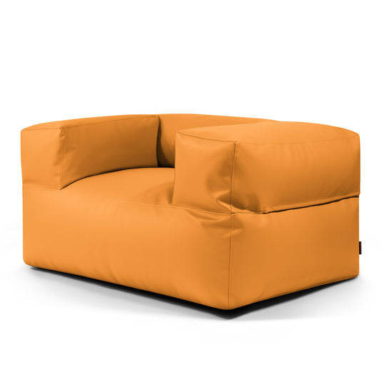 Fauteuil Pouf en Cuir Orange Abricot