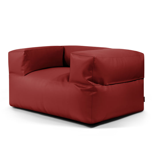 Fauteuil Pouf en Cuir Rouge Bordeaux
