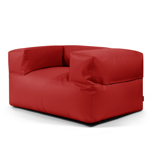 Fauteuil Pouf en Cuir Rouge Garance