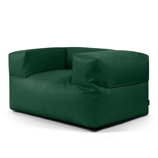 Fauteuil Pouf en Cuir Vert Fôret