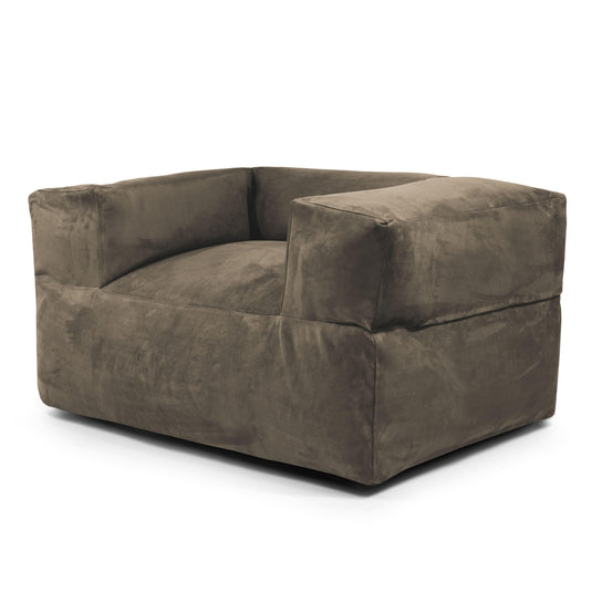 Fauteuil Pouf en Suede Marron Chocolat