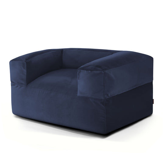 Fauteuil Pouf en Velours Bleu Marine
