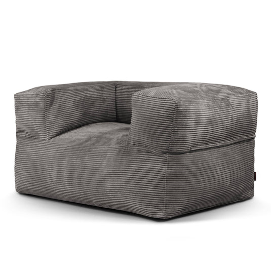 Fauteuil Pouf en Velours Côtelé Gris Anthracite