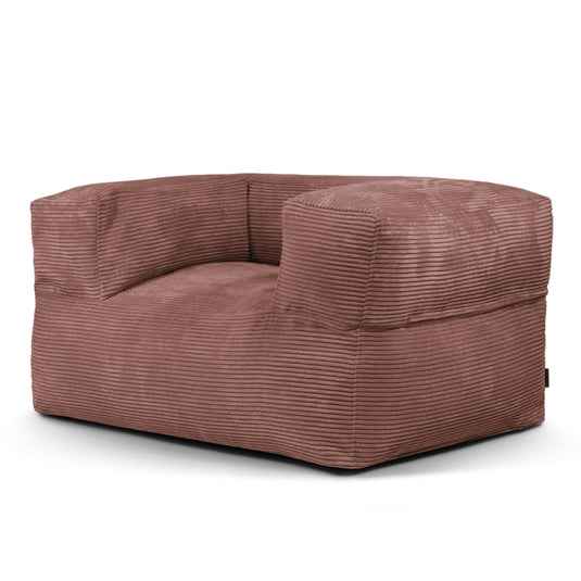 Fauteuil Pouf en Velours Côtelé Rose Taupe