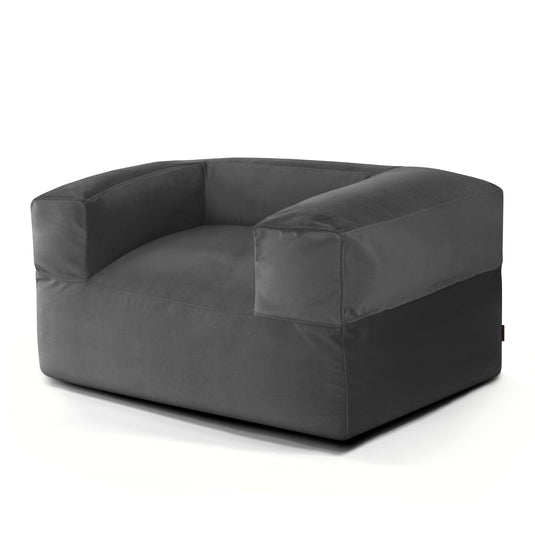 Fauteuil Pouf en Velours Gris Anthracite