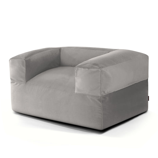 Fauteuil Pouf en Velours Gris Perle