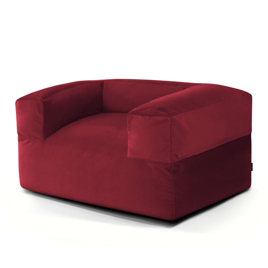 Fauteuil Pouf en Velours Rouge Rubis