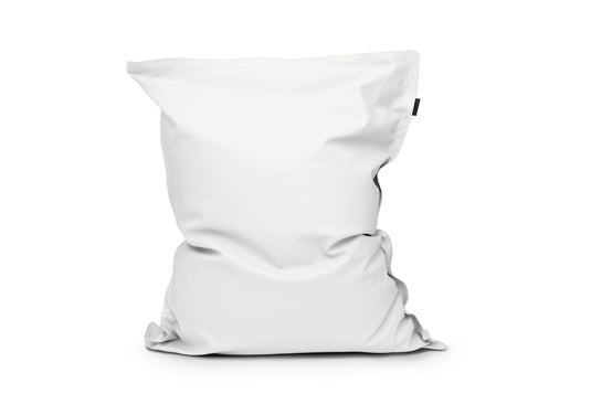 Gros Coussin Pouf Cuir Blanc Neige