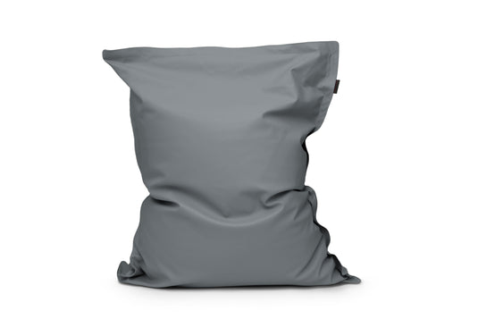 Gros Coussin Pouf Cuir Gris Acier