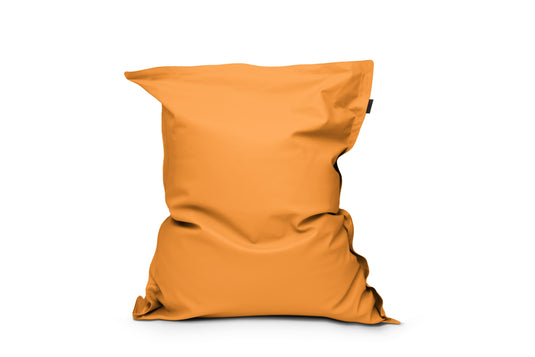 Gros Coussin Pouf Cuir Jaune Moutarde
