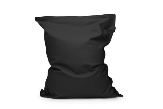 Gros Coussin Pouf Cuir Noir Profond