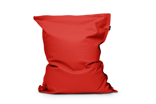 Gros Coussin Pouf Cuir Rouge Garance
