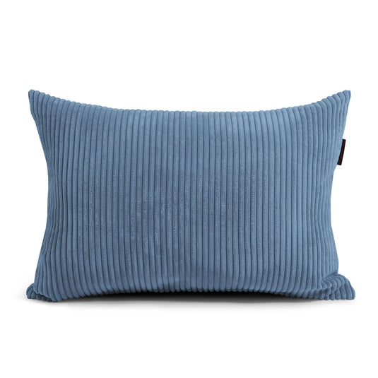 Gros Coussin Pouf en Velours Cotelé Bleu Canard Beaumont Concept