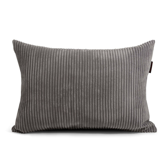 Gros Coussin Pouf en Velours Cotelé Gris Anthracite Beaumont Concept