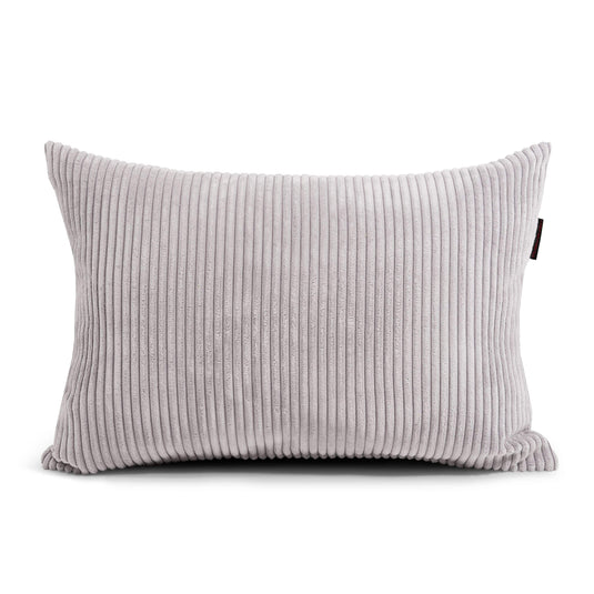 Gros Coussin Pouf en Velours Cotelé Gris Perle Beaumont Concept