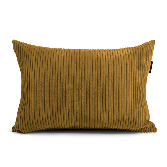 Gros Coussin Pouf en Velours Cotelé Jaune Ocre Beaumont Concept