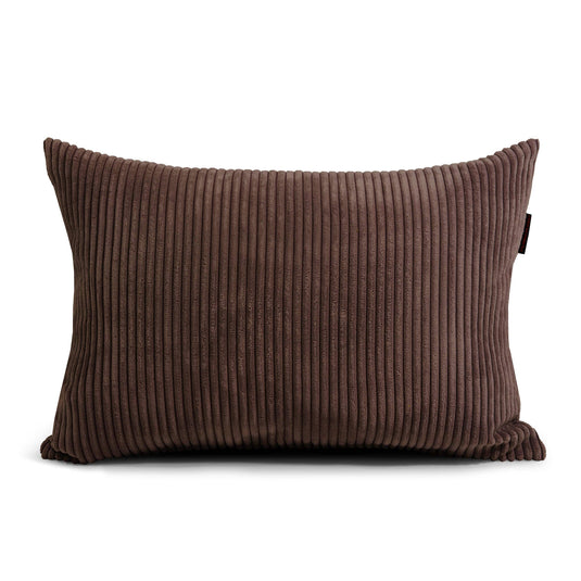 Gros Coussin Pouf en Velours Cotelé Marron Chocolat Beaumont Concept