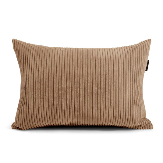 Gros Coussin Pouf en Velours Cotelé Marron Noisette Beaumont Concept