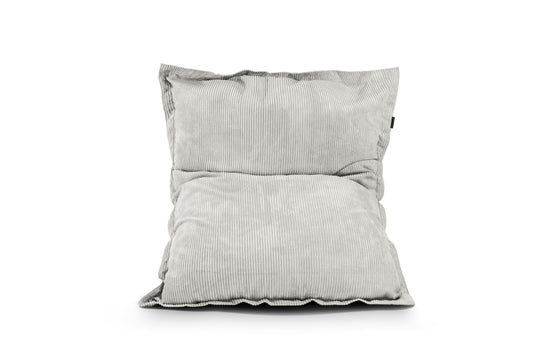 Gros Coussin Pouf Velours Côtelé Beige Crème