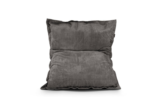 Gros Coussin Pouf Velours Côtelé Gris Anthracite