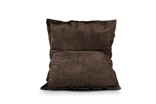 Gros Coussin Pouf Velours Côtelé Marron Chocolat