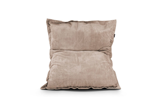 Gros Coussin Pouf Velours Côtelé Marron Noisette